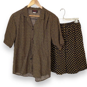 Vintage Sunbelt Sportswear Polka Dot Two-Piece Outfit (Collared Shirt + Shorts)