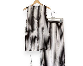Vintage 90s That's Me! Women's Striped 2 Piece Dress Skirt + Top Set Size 7/8