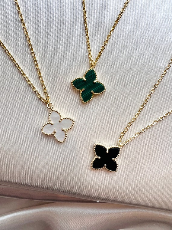 Four Leaf Clover Necklace in Gold Mother of Pearl Clover 