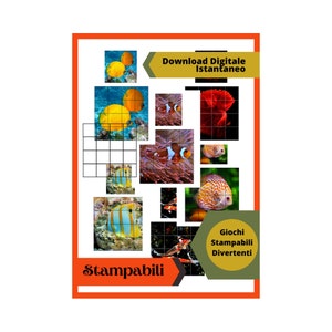 6 JIGSAW / 6 PUZZLES to print, cut out and compose with the theme of beautiful colored fish!