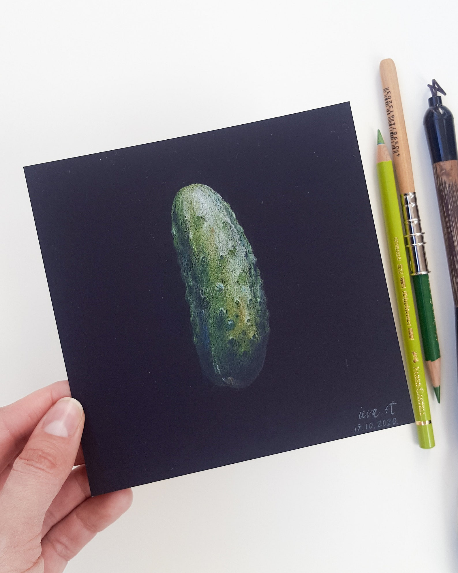 Cucumber ORIGINAL Colored Pencil DRAWING by Ieva St Etsy