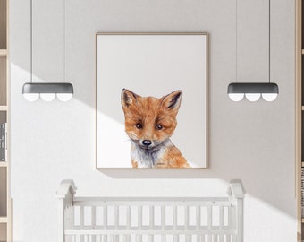 Nursery decor, Little Wolf print Watercolour, Woodland animals PRINTABLE decor, Kids animal decor Animal art Baby animals, WOLF Poster