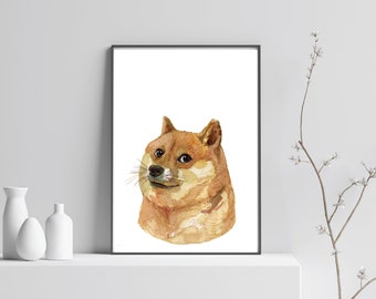 Nursery decor, Little DOG print Watercolour, animals PRINTABLE decor, Animal art Baby animals, Siba Dog Poster, Sublimation Printing