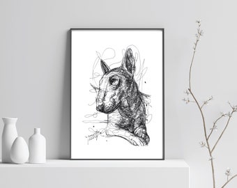 PRINTABLE pit bull DOG Print, DIGITAL download, dog Poster, Pen Drawing, Sketch doodle art, Wall Art, Instant Download