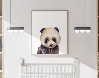 Nursery decor, Little PANDA print Watercolour, Woodland animals PRINTABLE decor, Kids animal decor Animal art Baby animals, panda Poster