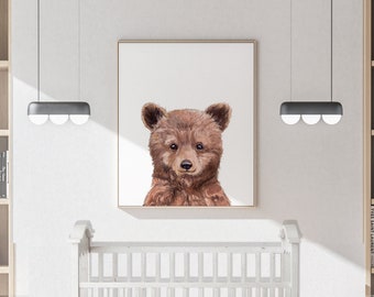 Nursery decor, Little Bear print Watercolour, Woodland animals PRINTABLE decor, Kids animal decor Animal art Baby animals, Bear Poster