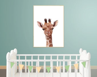 Nursery decor, Little GIRAFFE print Watercolour, Woodland animals PRINTABLE decor, Kids animal decor Animal art Baby animals, Giraffe Poster