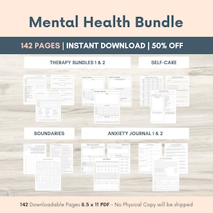 Mental Health Worksheet Bundle, Acceptance Therapy, Anxiety, Triggers, Psychologist, Therapy Resources, Therapy Worksheets, Trauma, Safety