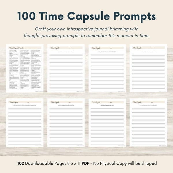 Time Capsule Journal Prompts, Self Reflection, Mindful Prompts for Personal Growth, Gratitude, and Empowerment - Self-Discovery Tools PDF