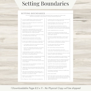 Setting Personal Boundaries Phrase list, Health Resources, Personal & Family Boundaries, Relational Boundaries worksheet, Self-care PDF