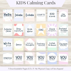 Kids Calming Card, Mindfulness Techniques, Grounding Cards, Calming Strategies, Emotion Flashcards, Mental Health Tools, PDF