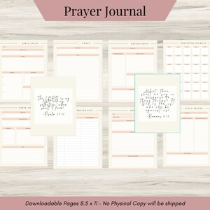 Prayer Journal Toolkit: Bible Study, Gratitude, Sermon Notes | Mental Health PDF, Therapy Journal, Self-Reflection, Guided Prompts