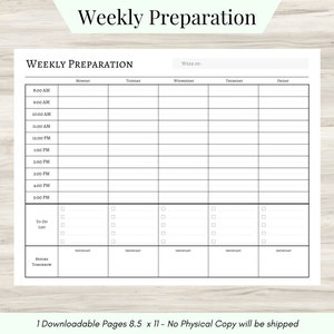 Weekly Preparation Monday-Friday, Weekly Planner, Classroom Planner, Classroom Schedule, Work Day Schedule, Weekly digital Planner, Calendar