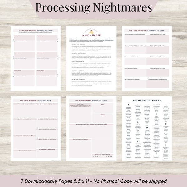 Nightmare Processing Journal, Sleep Journal, Journal Out The Nightmares, Anxiety Relief, Self Care Journal, Trauma and Crisis, Safety Plan