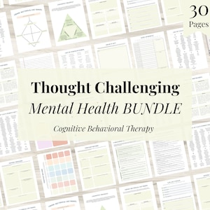 Thought Challenging Mental Health Journal, Cognitive Behavioral Therapy Journal (CBT), Thought Processing, Therapy Resources, Mental Health