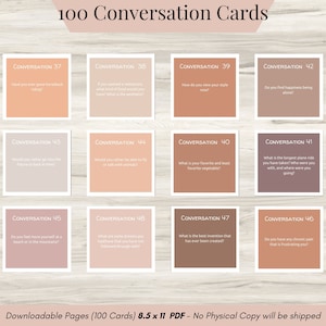 Instructions pour un journal de conversation, journal sur la santé mentale, journal d'autosoins, feuilles de journal de thérapie, instructions pour la rédaction, cartes-éclair de conversation