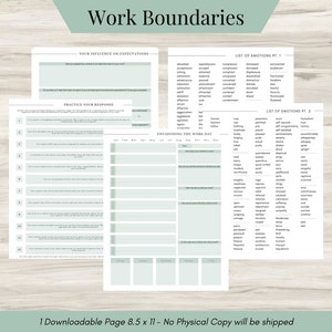 Work Boundaries Processing Journal, Identify what boundaries are being crossed and how to identify the emotions for daily Self-Care | PDF