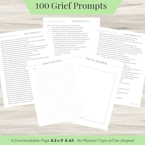 Trauer Journal Prompts, 100 Trauer Prompts, tiefe Gedanken Mental Gesundheit Journal Prompts, Trauer Pflege Paket, Trauer Journal, Therapie Journal PDF