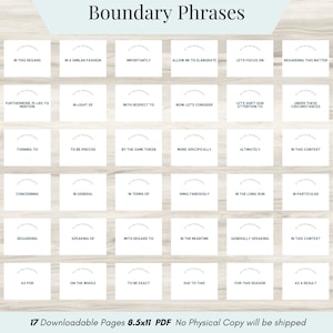 100 Boundary Phrases Flashcards, Setting Personal Boundaries Phrase list, Health Resources, Personal & Family Boundaries, Self-care