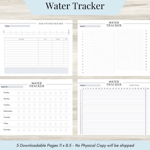 Printable Water Tracker. Recording Hydration, Hydration Tracker. Medical Tracker Printable, Water Intake Tracker, Minimalistic Water Journal