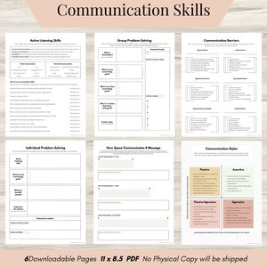 Communication Skills, Active Listening, Effective Communication, Problem-Solving Worksheets, Relationship Therapy, Communication Styles, PDF