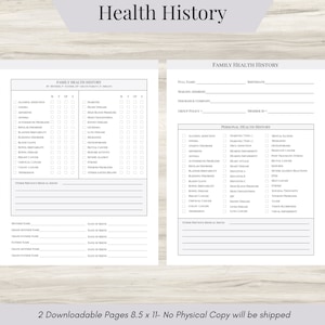 Family Health History, Personal Health History, Medical Record Tracker, Physician Form template Digital Goodnotes iPad Planner PDF Printable