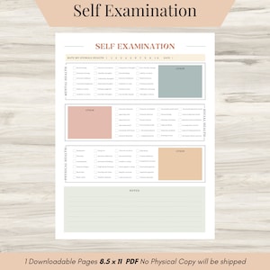 Self Examination, Holistic Check-in, How do you feel, Therapy Journal Worksheets, digital Mental Health Page, Daily self-care, Mental health