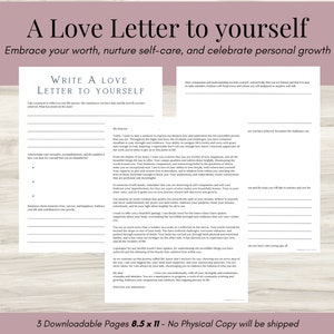 Carta de amor personal, carta de afirmación alargada, querido yo, mentalidad de crecimiento, amor propio, afirmación personal, escritura, indicaciones para un diario