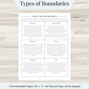 Types of Personal Boundaries, Boundaries Worksheet, Boundaries Workbook, Boundaries Therapy, Counseling Worksheet, Boundaries Book PDF