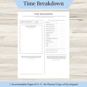 Time Breakdown, Time Management Worksheet , Time Management Planner, Time Management Guide for Single Adult & Families, Time Blocking -PDF