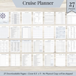 Cruise Planner Bundle, Packing List, Travel Itineraries, Emergency Contact List, Travel Countdown, Outfit Planner, Travel Diary, PDF image 1