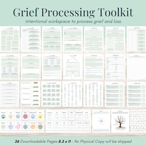 Grief Toolkit - 36 Therapeutic worksheets to Process loss, psychologist tools that will walk you through understanding and coping with grief