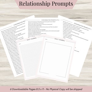 Relationship Journal Prompts, Mental Health Journal, Self Care Journal, Writing Prompts, Therapy Journal, 100 prompts Downloadable Journal
