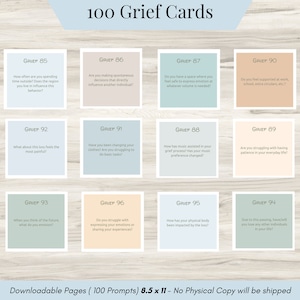 100 rouwdagboekprompts, diepgedachte geestelijke gezondheid, rouwgesprekkaarten, rouwzorgpakket, gesprekskaart, therapiedagboek CGT