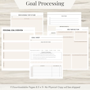 Goal Processing Journal Pages for daily self care, Mental health, & Self improvement, Goal Planner, Goal Tracker, Goal Journal, Goal Setting