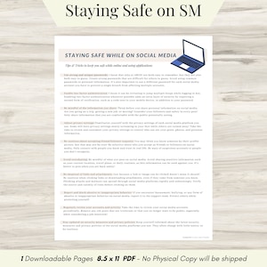 Staying Safe on Social Media reference sheet, A Reference Guide to on how to safely navigate the social media, Approachable Tools, PDF