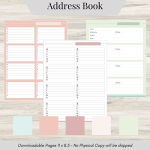Digital Address Book, Contact List, planner pages, Contact List templates, Digital At home Organizer