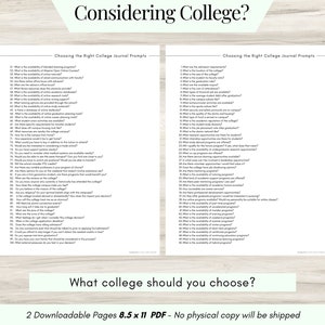 Which College Should I Choose, College Preparation, Journal Prompts for anyone looking to attend college, University Selection Day, College
