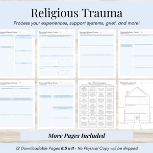 Religiöses Trauma ein Verarbeitungs Journal, Reflexionsfragen, emotionale Unterstützung, Trauer, Lernarbeitsblätter, Traumatherapie Arbeitsblätter