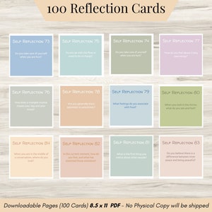 100 zelfreflecterende dagboekprompt flashcards, dagboek geestelijke gezondheid, zelfzorgdagboek, schrijfprompts, dagboekpagina's, gesprekskaarten