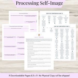 Processing Self Image, Self, Worth, & Self-Esteem, Mental Health Workbook, Therapist Social Emotional Learning, Inner Critic Worksheets