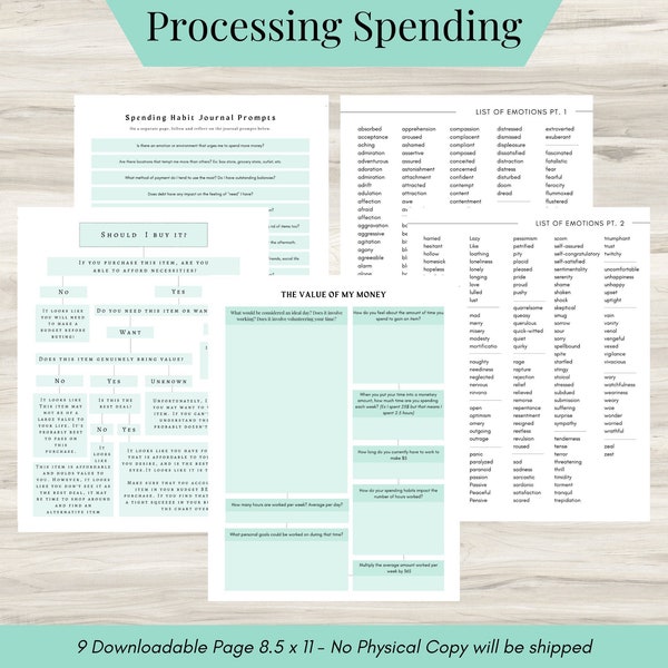 Processing Spending, Spending Behavior, Spending Planner, Spending Tracker, Shopping Manager, Shopping Log, Budget Binder, Shopping List PDF