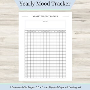 Yearly Mood Tracker, Monthly Mood Tracker, Mood Planner, Depression Tracker, Mental Health Tracker, Therapy Tools, Stress & Anxiety PDF