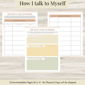 The Way I Talk To Myself, Self esteem journal, self image, therapy worksheets, therapy resources, social psychology, therapy office