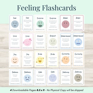 Feeling Flashcards, Emotion Cards For Social Emotional Learning, Self Regulation Cards,  Zones of Regulation In Classroom, Coping Skills