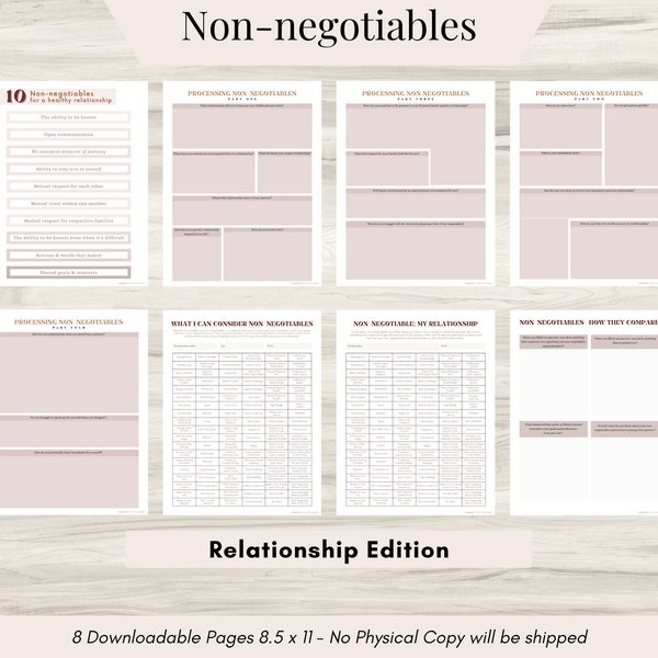 Non-negotiables in a relationship, Relationship Worksheets, Couples Counseling, Therapy Worksheets, Couples Therapy, Partner Communication