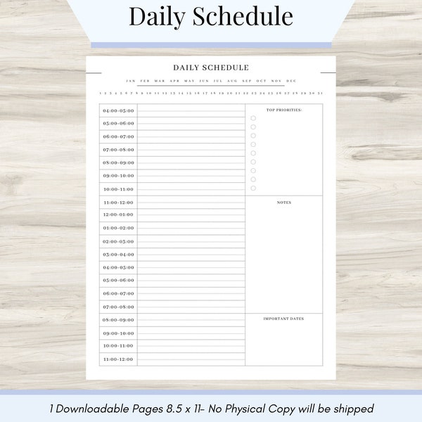 Daily Schedule Sheet, Daily Planner Printable, Daily Planner 2023,  Daily Planner Template, Daily Schedule Planner, Daily Log Printable, PDF