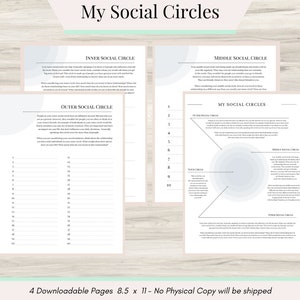Social Circles Therapy Worksheet, Personal Boundaries, Social Boundaries, Boundary Setting, Setting family & Personal Boundaries PDF
