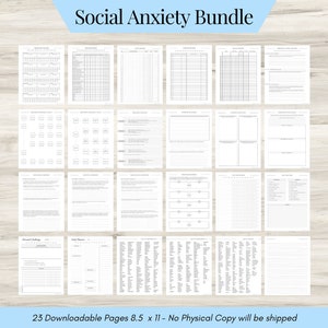 Social Anxiety Worksheets, digital Mental Health Pages, Daily self-care, Mental health, and Emotion list, Value List, & Journal Prompts PDF