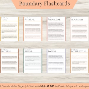 Boundaries Flashcards, Boundaries Therapy card deck, Setting Healthy Boundaries, Therapy Journal cards, Mental Health Worksheets, Social PDF